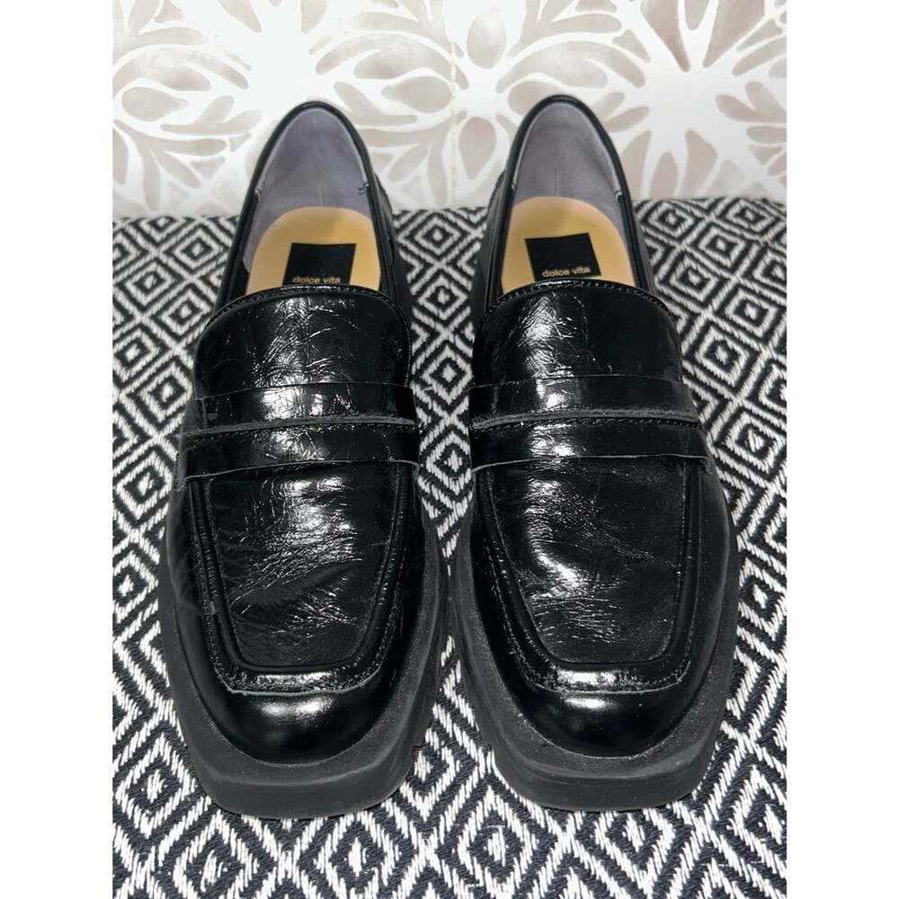 Dolce Vita Black Patent Leather Loaf Chunky Lug Sole